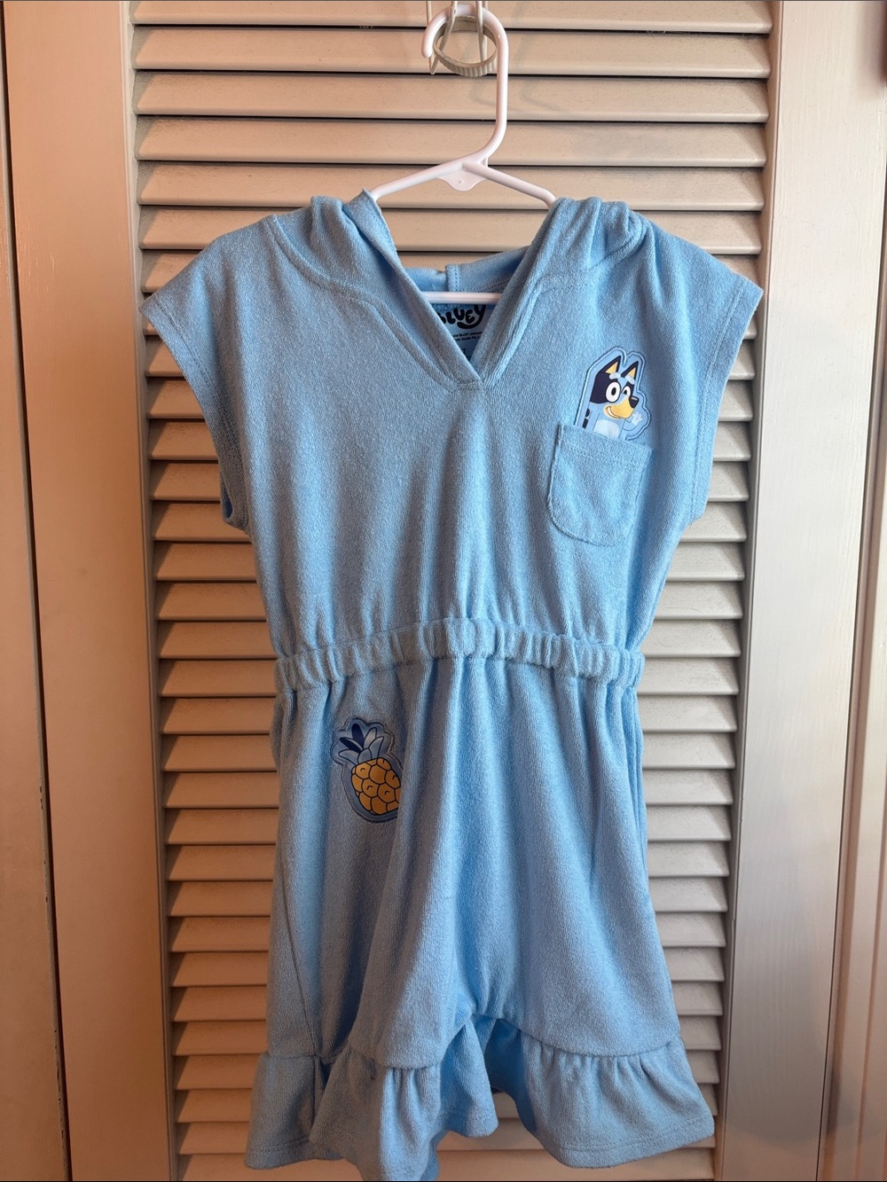 Light Blue Kids Hooded Swim Coverup with Pineapple Patch
